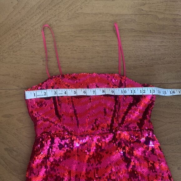 Zara Pink & Red Horizontal Striped Sequin Mini Dress Size XS - Picture 13 of 16
